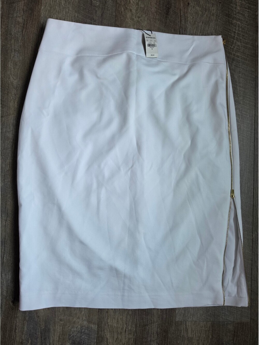 Express White Stretch Pencil Skirt with Side Zipper Detail Size 14